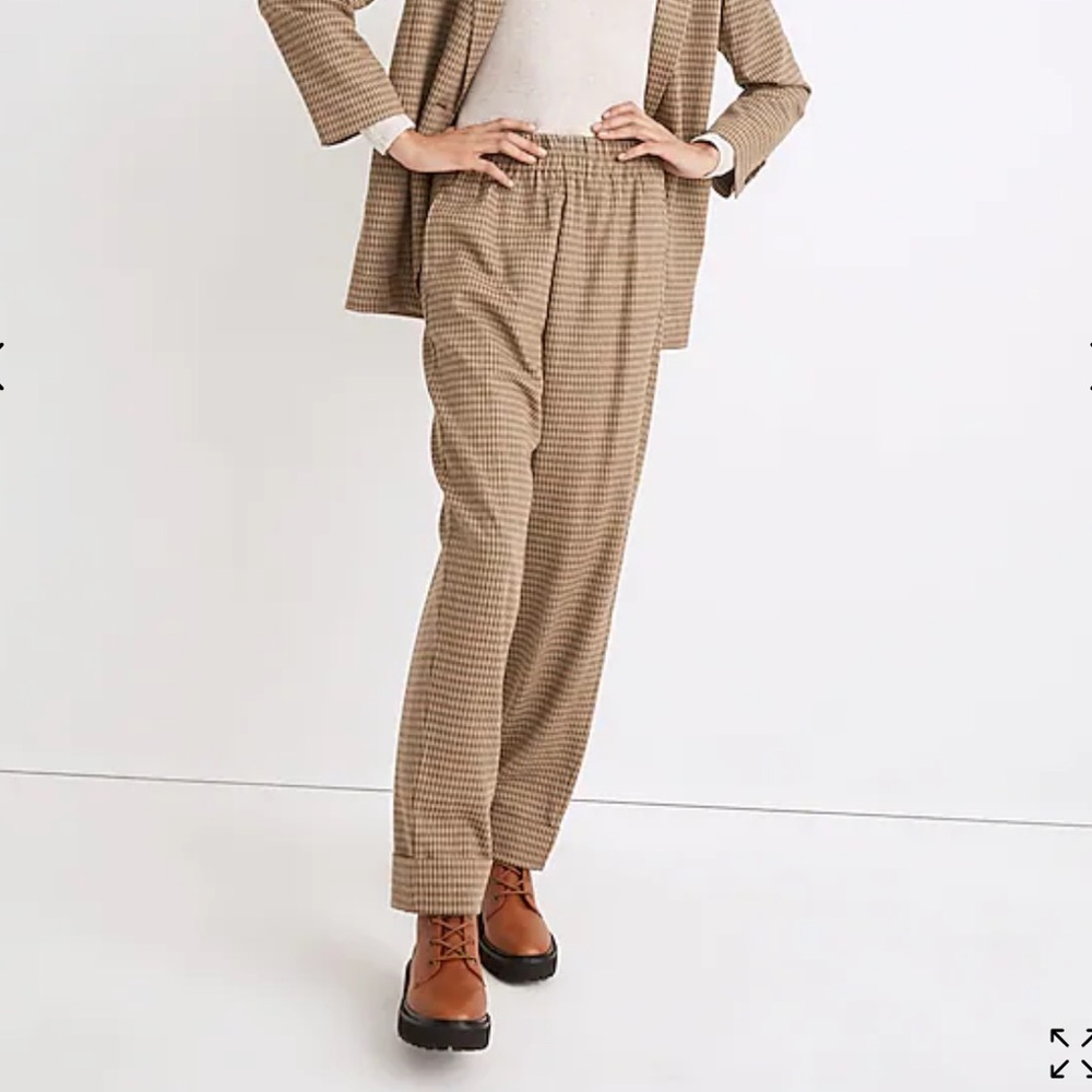 Madewell huston pull on tapered pants in zander gingham plaid